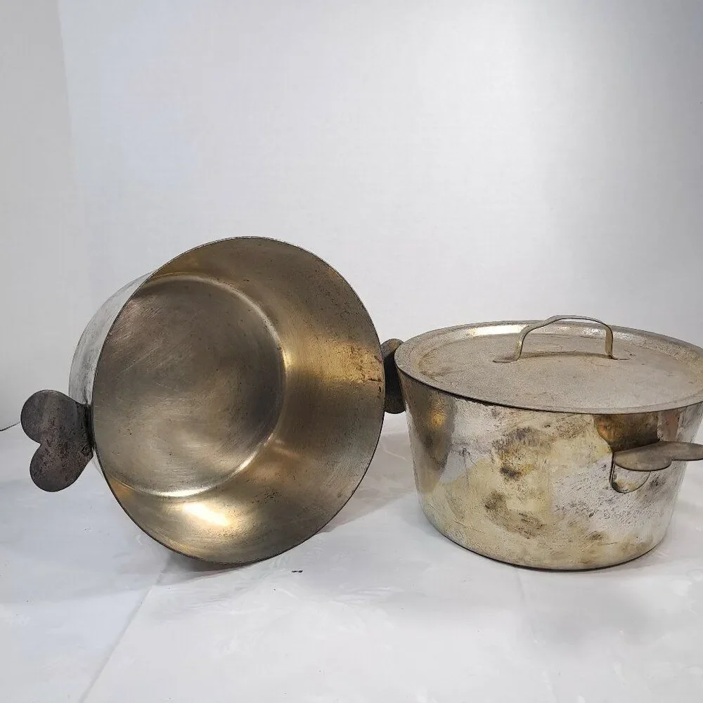 Vintage Cordon Bleu Charlotte Mold 2 Pots Heart Handles‎ Lid France #10 rustic